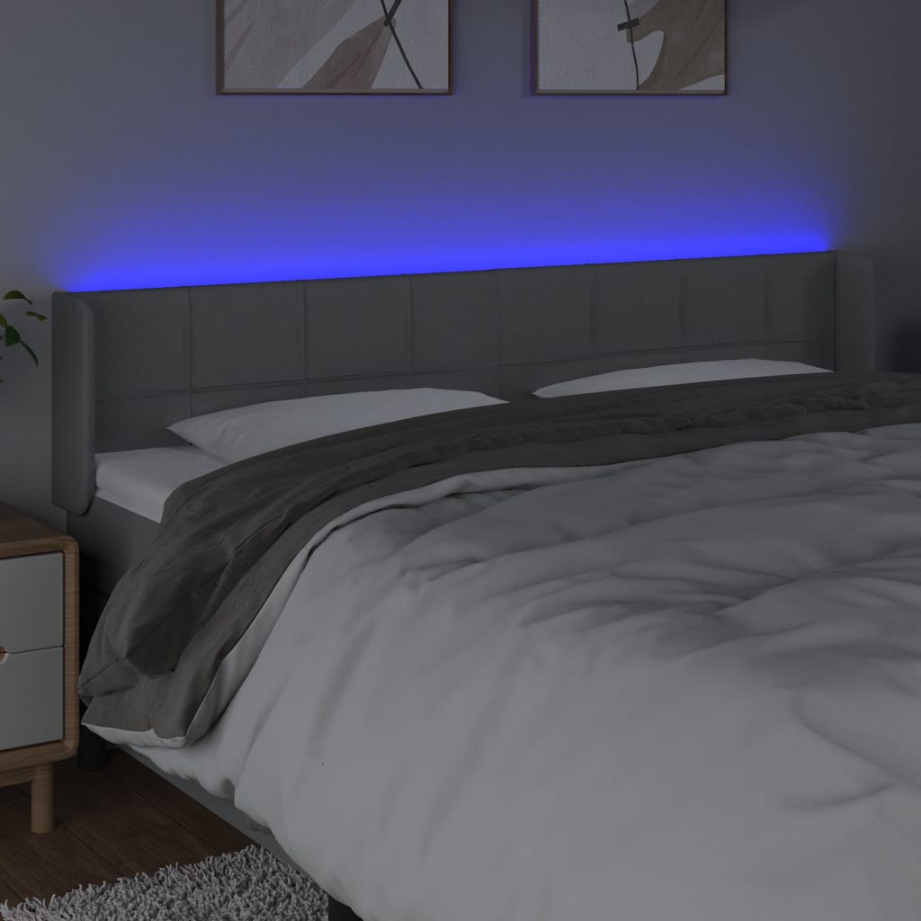 vidaXL LED Kopfteil Hellgrau 183x16x78/88 cm Stoff