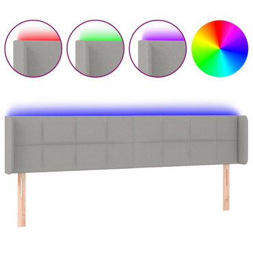 vidaXL LED Kopfteil Hellgrau 203x16x78/88 cm Stoff