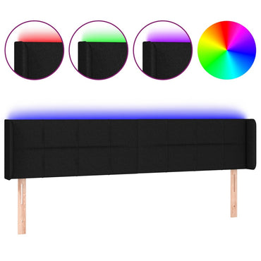 vidaXL LED Kopfteil Schwarz 203x16x78/88 cm Stoff