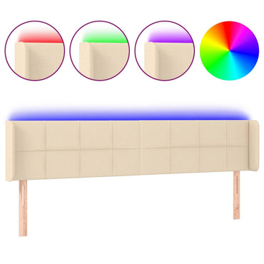 vidaXL LED Kopfteil Creme 203x16x78/88 cm Stoff