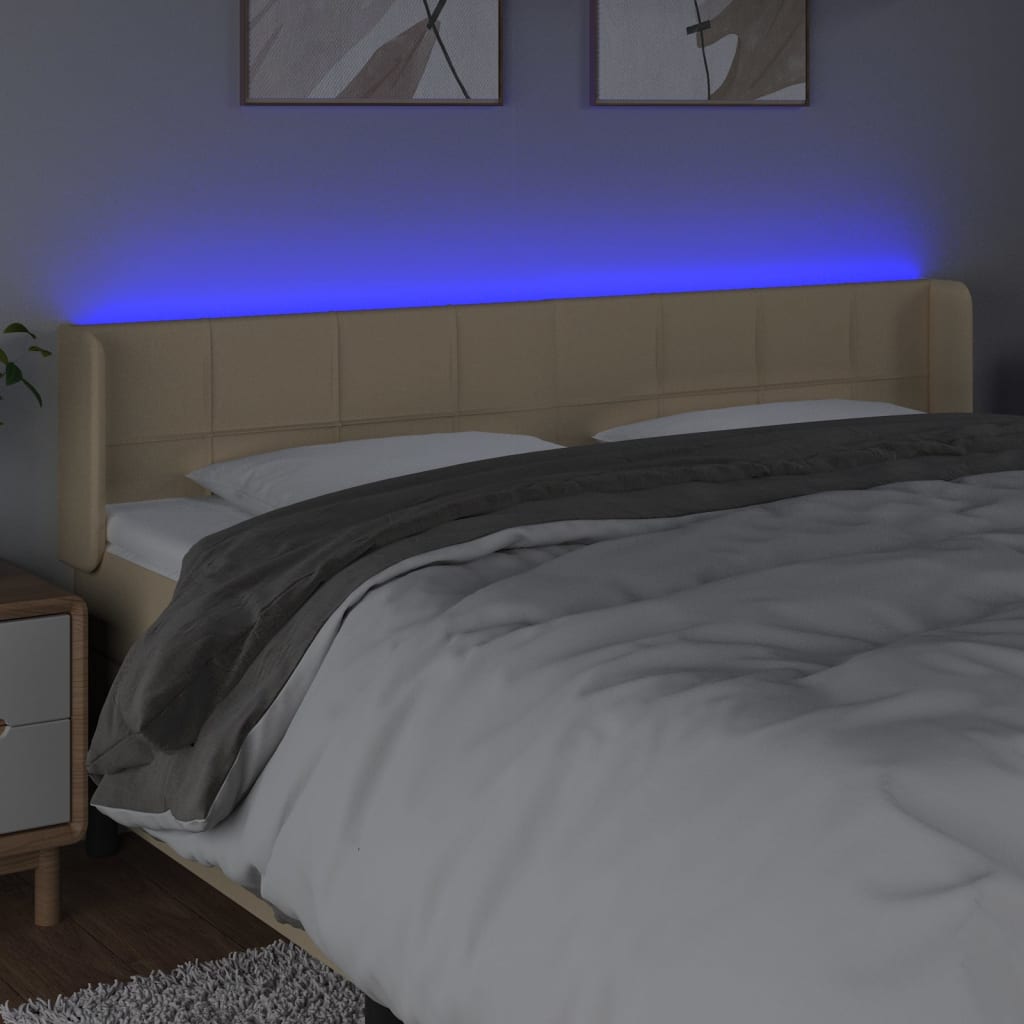 vidaXL LED Kopfteil Creme 203x16x78/88 cm Stoff