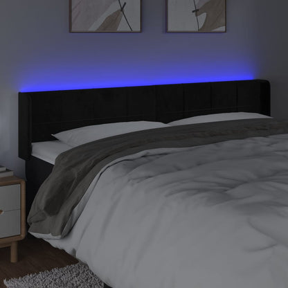 vidaXL LED Kopfteil Schwarz 203x16x78/88 cm Samt