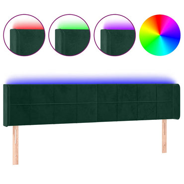vidaXL LED Kopfteil Dunkelgrün 203x16x78/88 cm Samt
