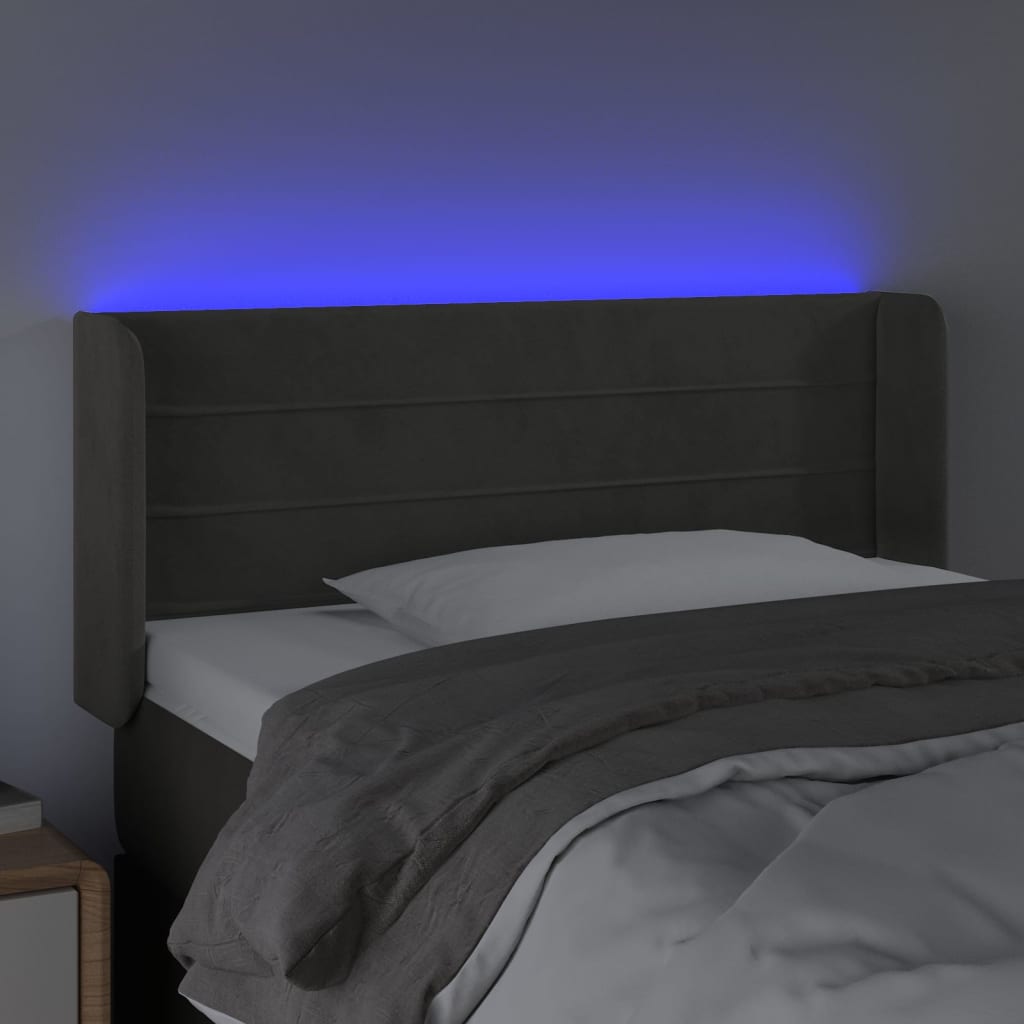 vidaXL LED Kopfteil Dunkelgrau 103x16x78/88 cm Samt