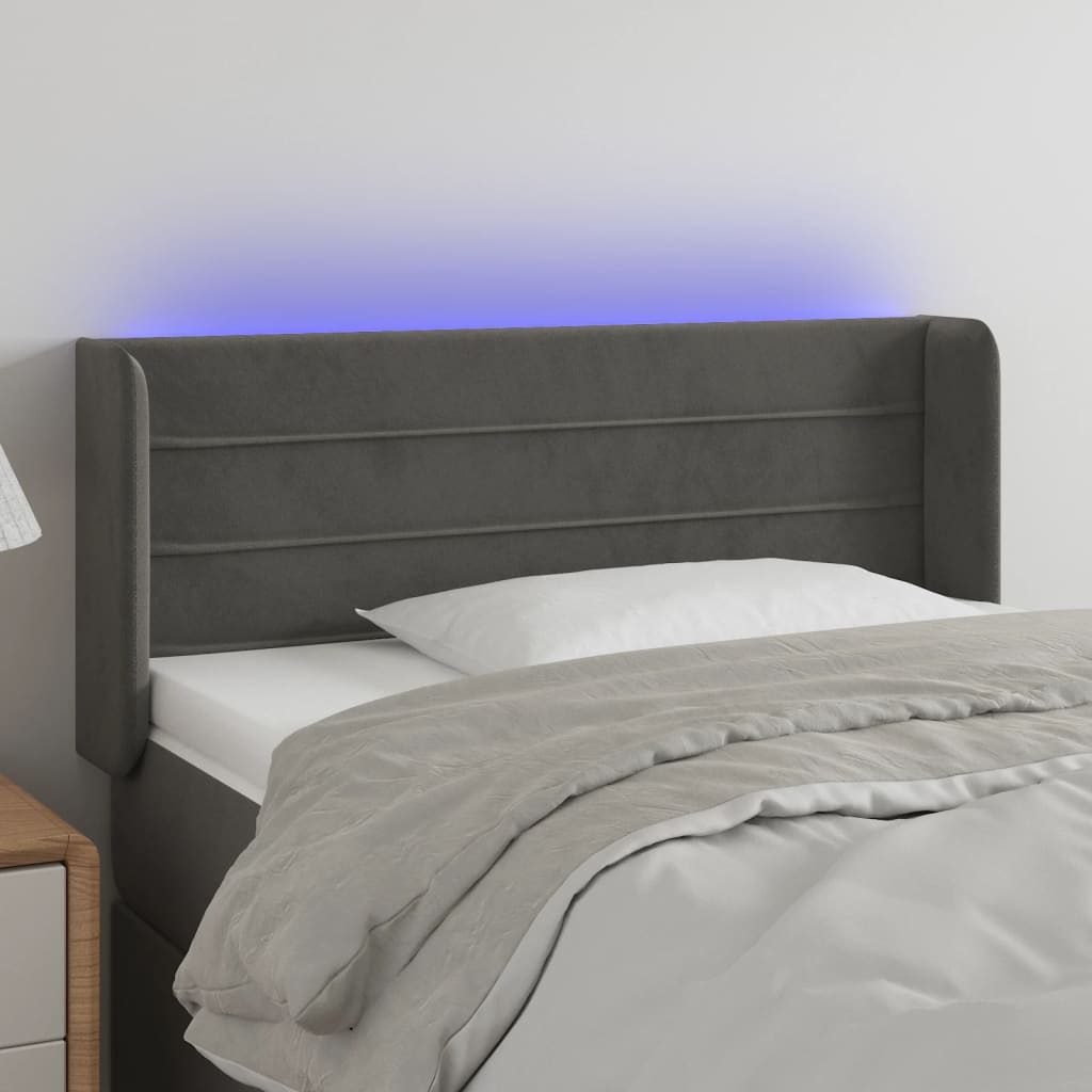 vidaXL LED Kopfteil Dunkelgrau 103x16x78/88 cm Samt