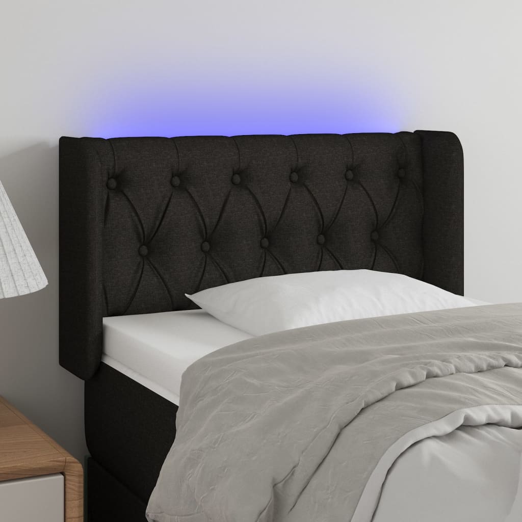 vidaXL LED Kopfteil Schwarz 83x16x78/88 cm Stoff