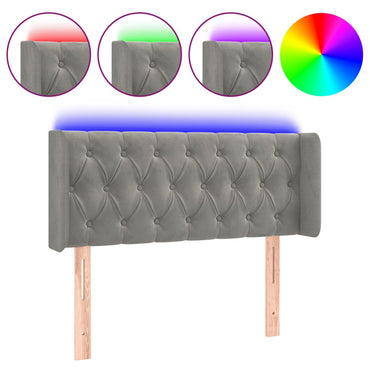 vidaXL LED Kopfteil Hellgrau 103x16x78/88 cm Samt