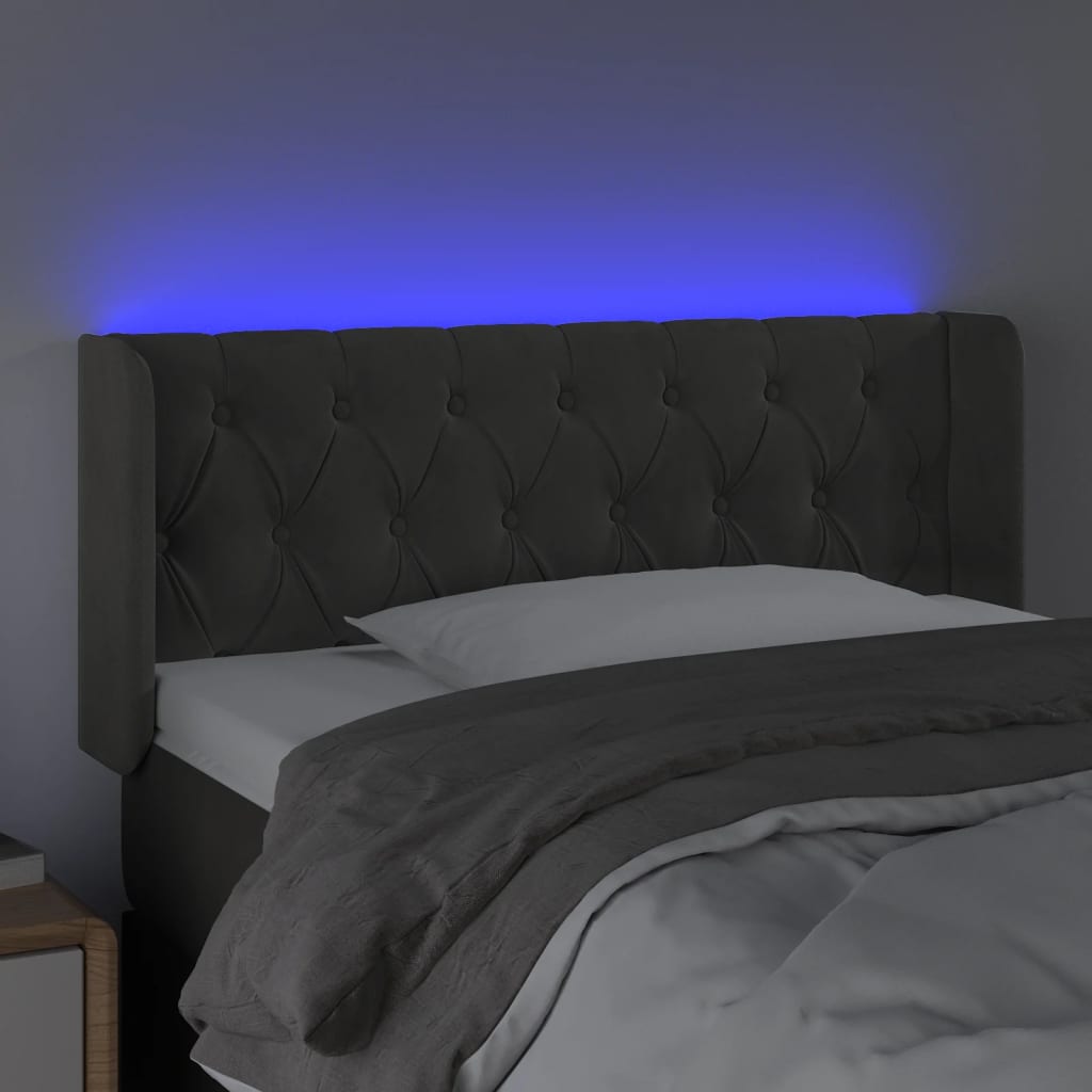 vidaXL LED Kopfteil Dunkelgrau 103x16x78/88 cm Samt