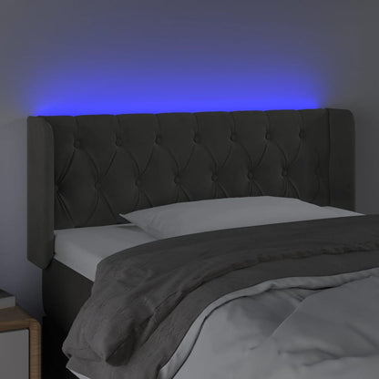 vidaXL LED Kopfteil Dunkelgrau 103x16x78/88 cm Samt