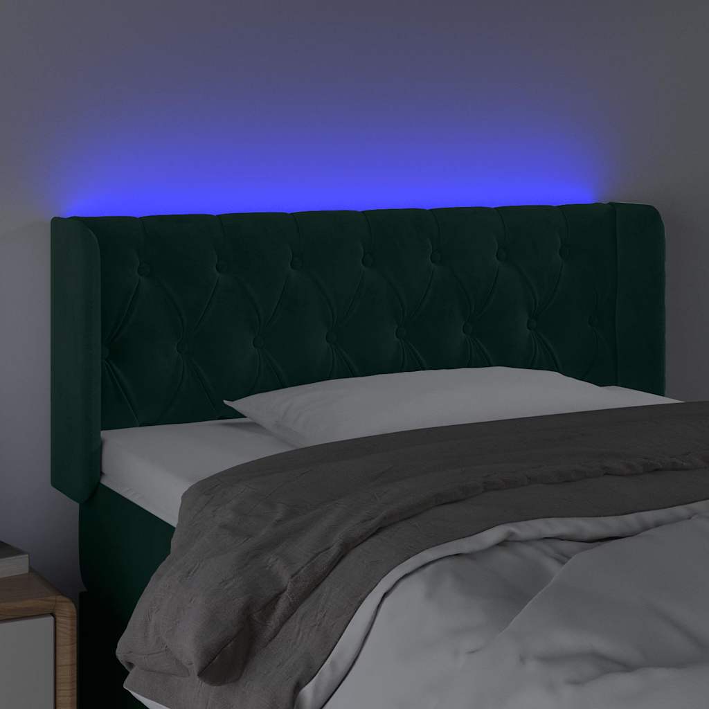 vidaXL LED Kopfteil Dunkelgrün 103x16x78/88 cm Samt