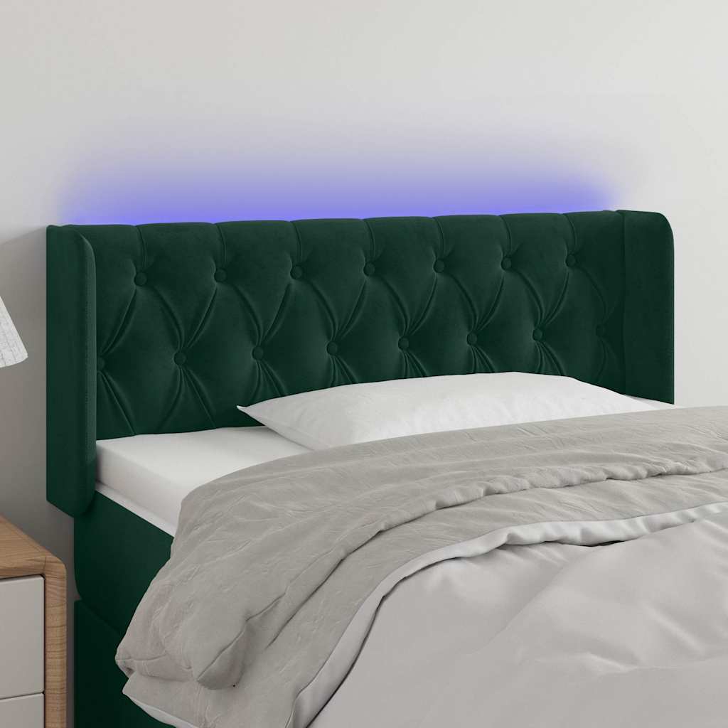 vidaXL LED Kopfteil Dunkelgrün 103x16x78/88 cm Samt
