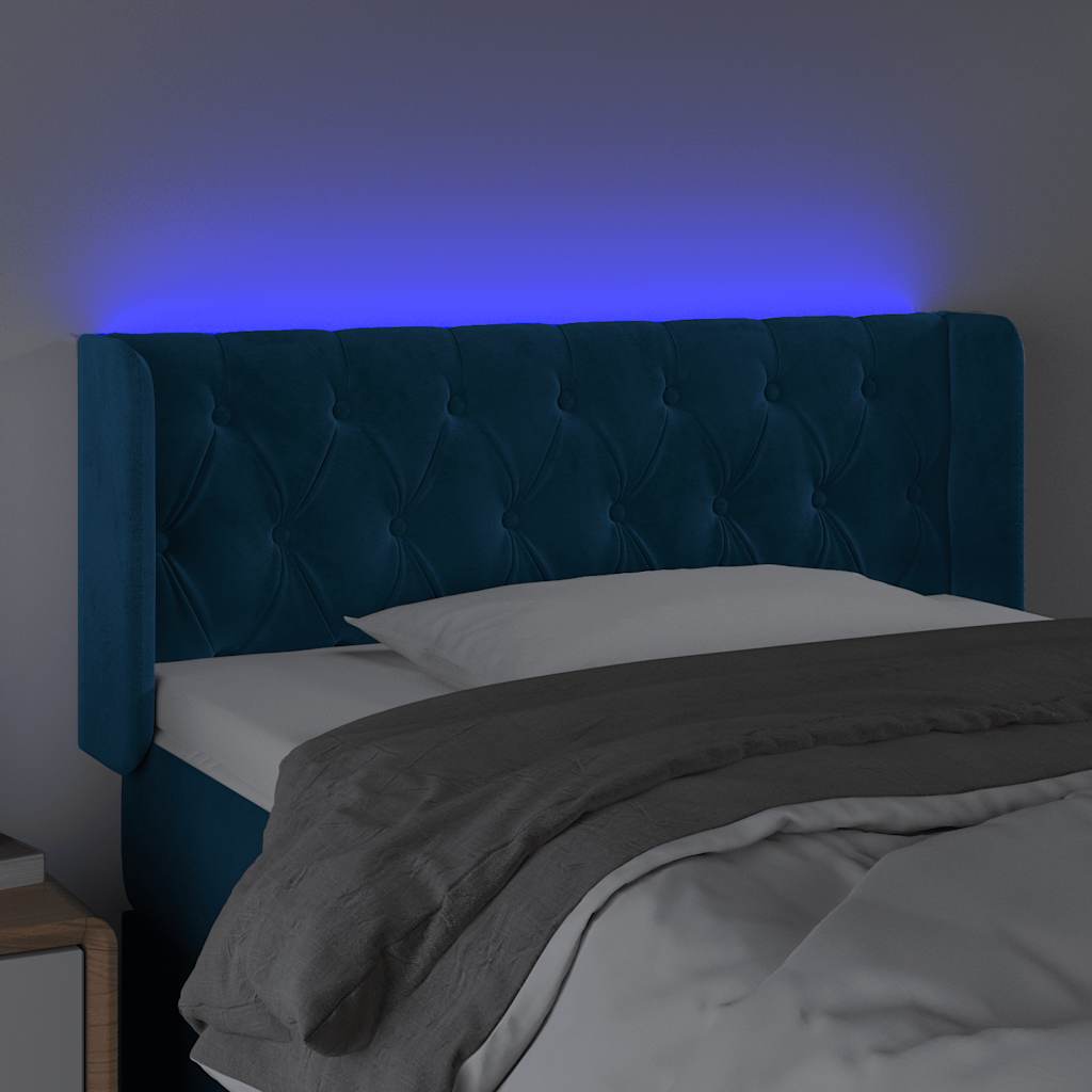 vidaXL LED Kopfteil Dunkelblau 103x16x78/88 cm Samt