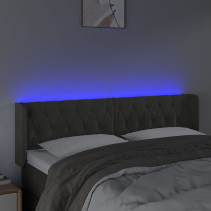 vidaXL LED Kopfteil Dunkelgrau 147x16x78/88 cm Samt