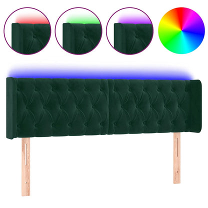vidaXL LED Kopfteil Dunkelgrün 147x16x78/88 cm Samt