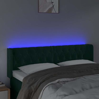 vidaXL LED Kopfteil Dunkelgrün 147x16x78/88 cm Samt