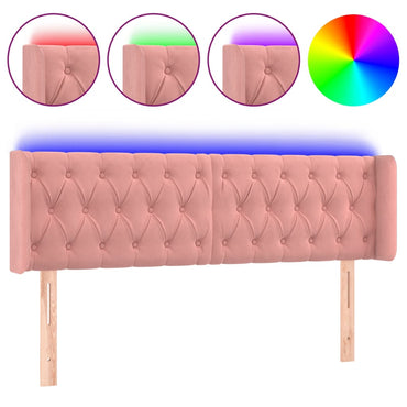 vidaXL LED Kopfteil Rosa 147x16x78/88 cm Samt