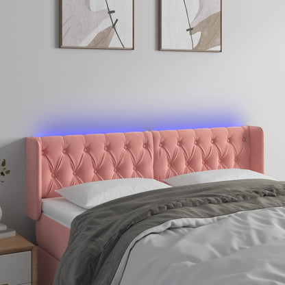 vidaXL LED Kopfteil Rosa 147x16x78/88 cm Samt