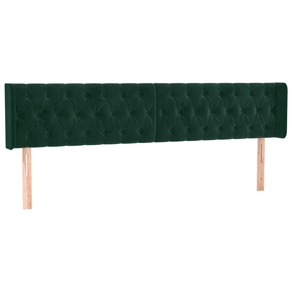 vidaXL LED Kopfteil Dunkelgrün 203x16x78/88 cm Samt