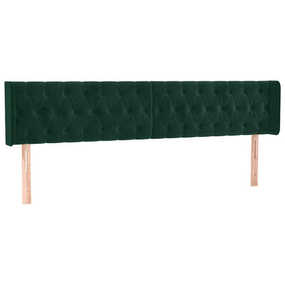 vidaXL LED Kopfteil Dunkelgrün 203x16x78/88 cm Samt
