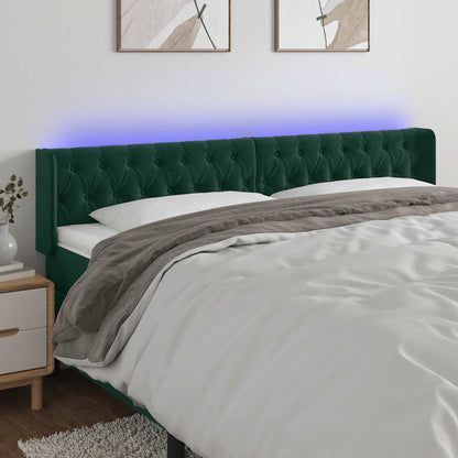 vidaXL LED Kopfteil Dunkelgrün 203x16x78/88 cm Samt