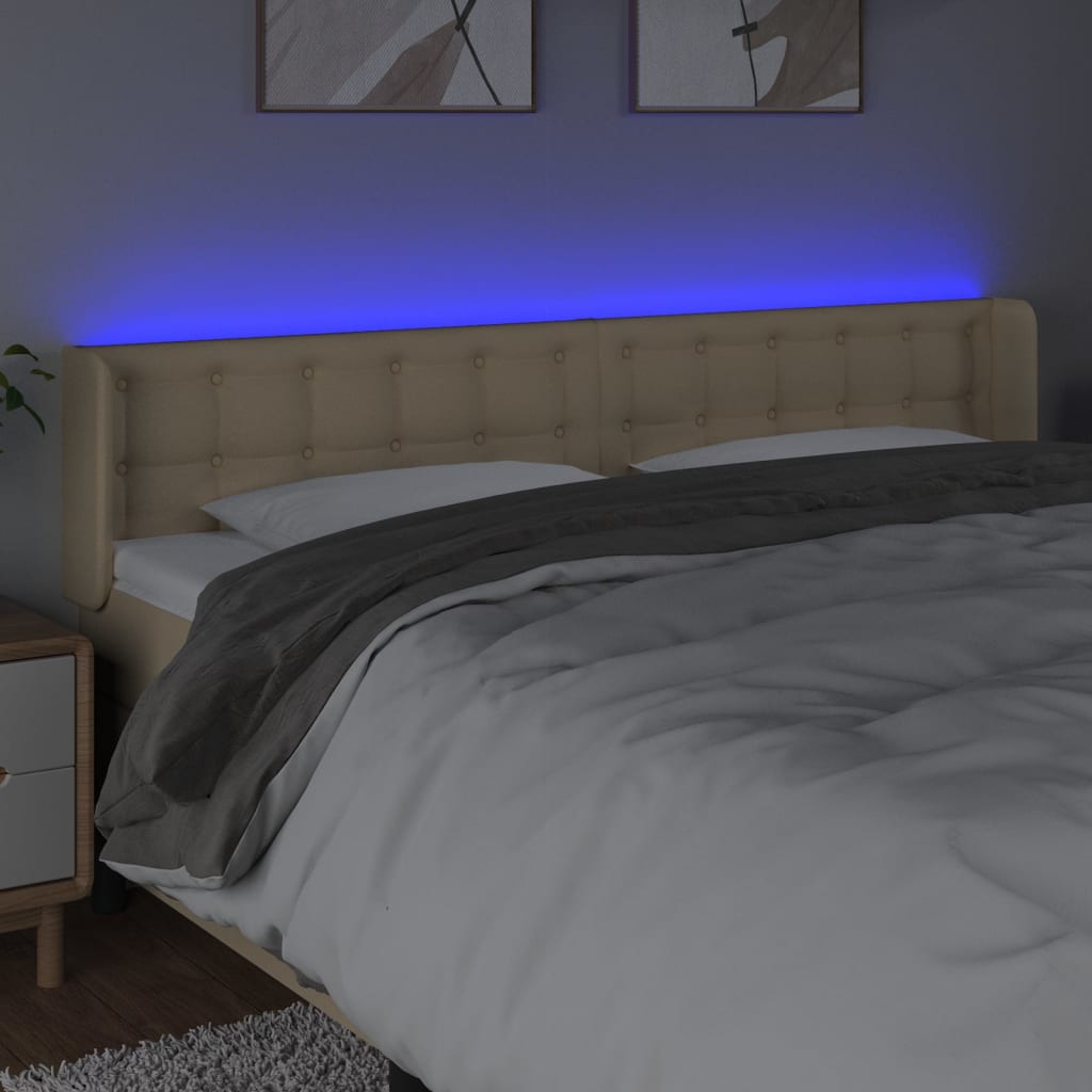 vidaXL LED Kopfteil Creme 203x16x78/88 cm Stoff