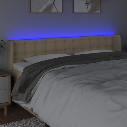 vidaXL LED Kopfteil Creme 203x16x78/88 cm Stoff
