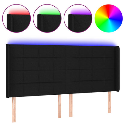 vidaXL LED Kopfteil Schwarz 163x16x118/128 cm Stoff