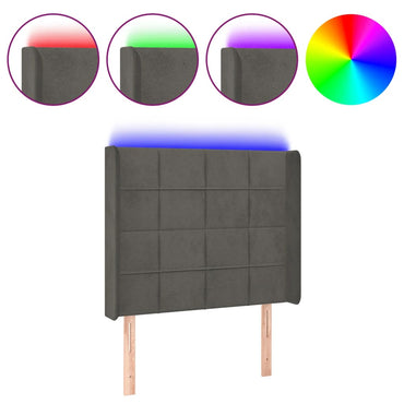 vidaXL LED Kopfteil Dunkelgrau 103x16x118/128 cm Samt