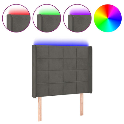 vidaXL LED Kopfteil Dunkelgrau 103x16x118/128 cm Samt