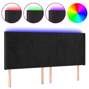 vidaXL LED Kopfteil Schwarz 203x16x118/128 cm Samt