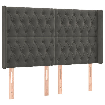 vidaXL LED Kopfteil Dunkelgrau 147x16x118/128 cm Samt