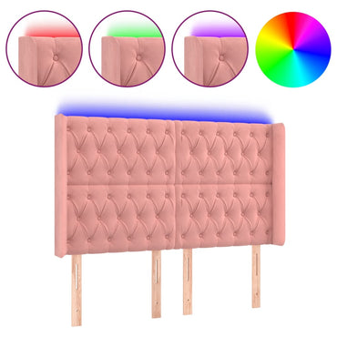 vidaXL LED Kopfteil Rosa 147x16x118/128 cm Samt