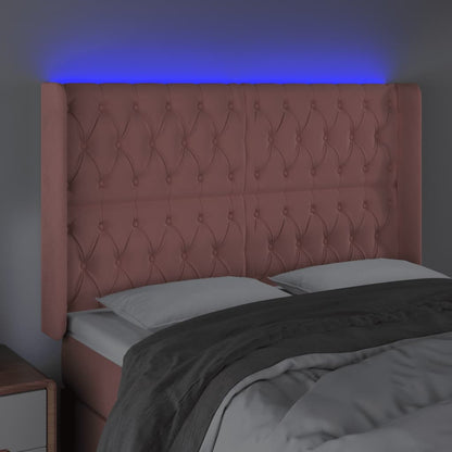 vidaXL LED Kopfteil Rosa 147x16x118/128 cm Samt