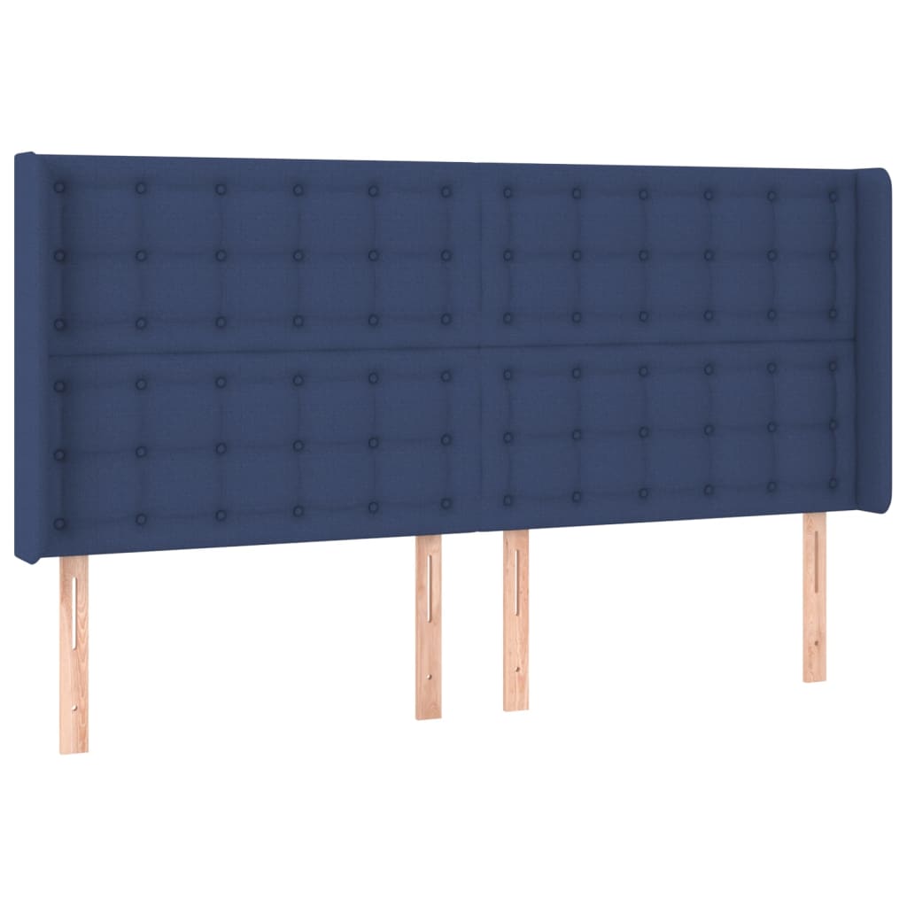 vidaXL LED Kopfteil Blau 183x16x118/128 cm Stoff