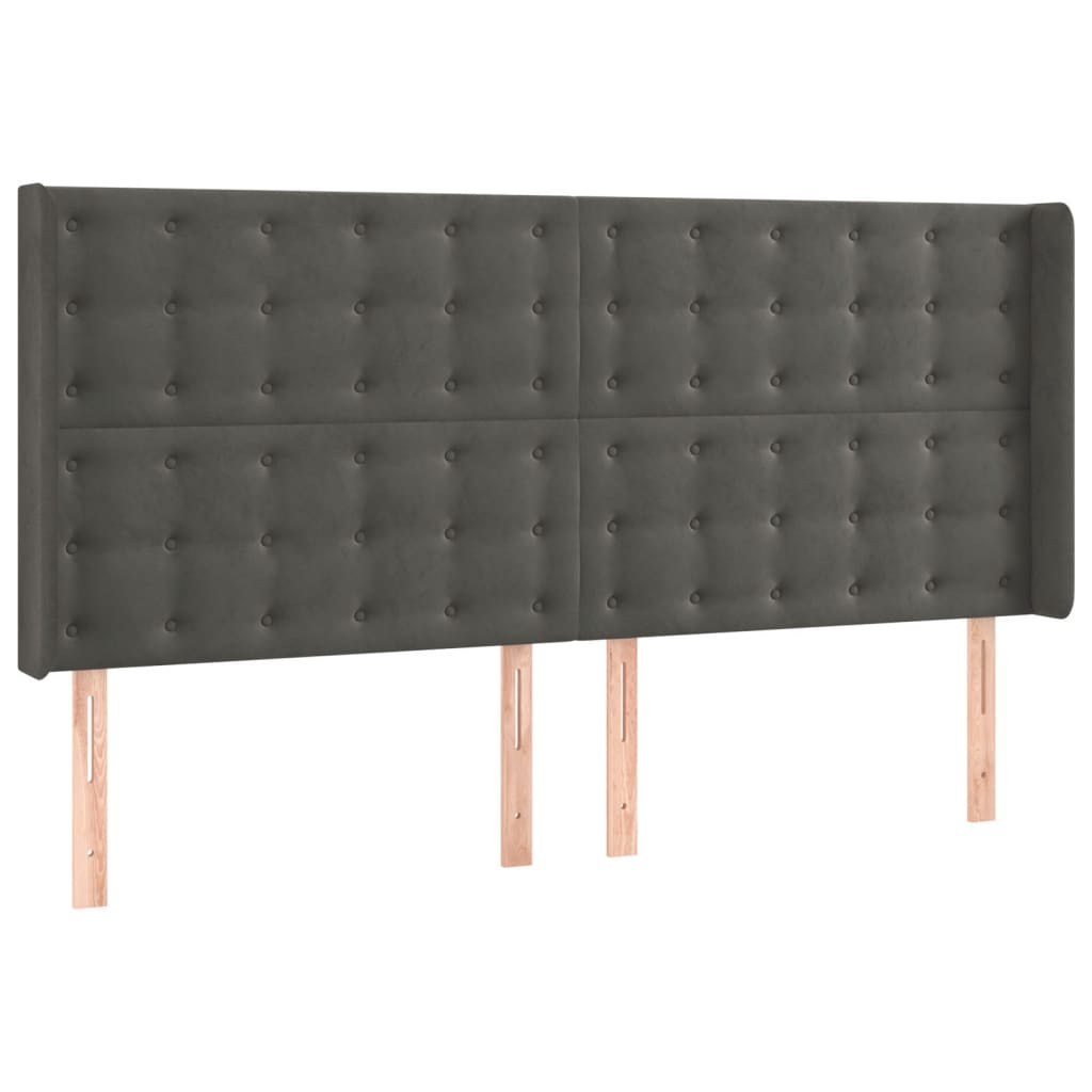vidaXL LED Kopfteil Dunkelgrau 203x16x118/128 cm Samt
