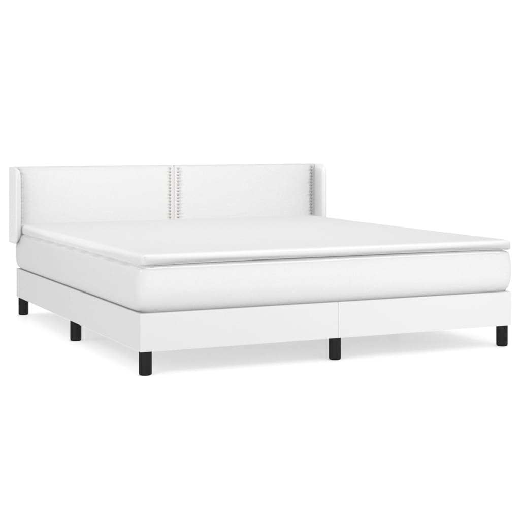 vidaXL Boxspringbett mit Matratze Weiß 180x200 cm Kunstleder