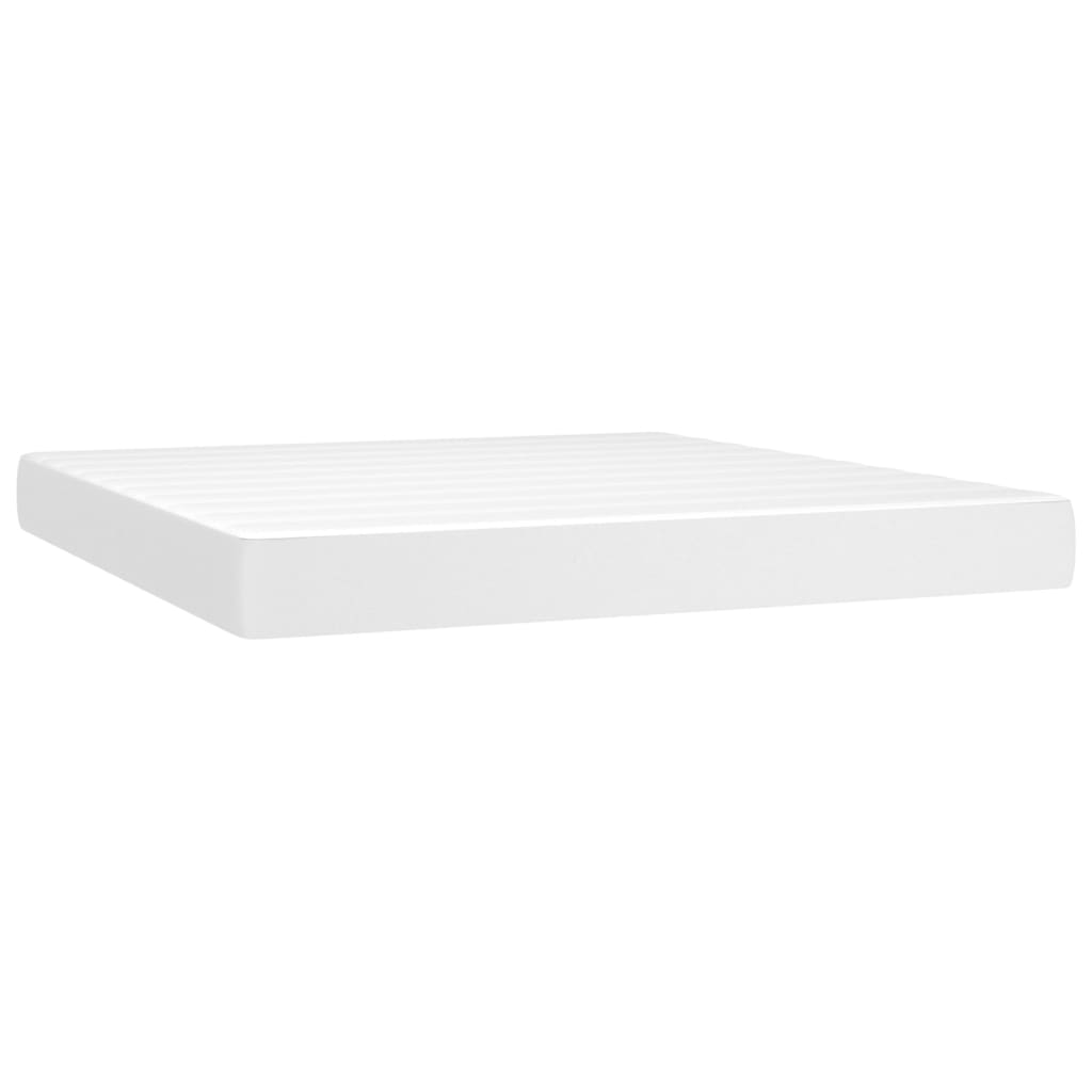 vidaXL Boxspringbett mit Matratze Weiß 180x200 cm Kunstleder