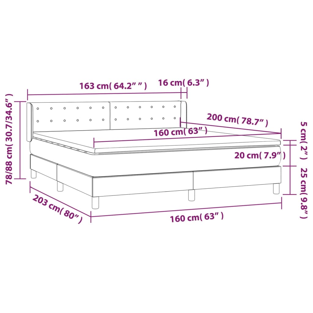 vidaXL Boxspringbett mit Matratze Creme 160x200 cm Kunstleder
