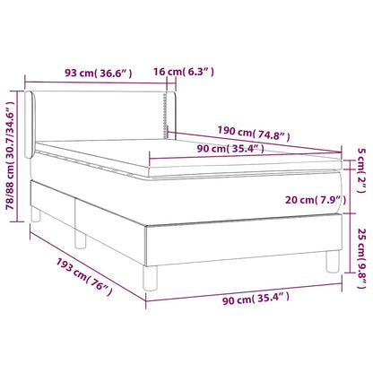 vidaXL Boxspringbett mit Matratze Dunkelgrün 90x190 cm Samt