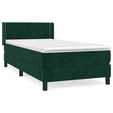 vidaXL Boxspringbett mit Matratze Dunkelgrün 90x200 cm Samt