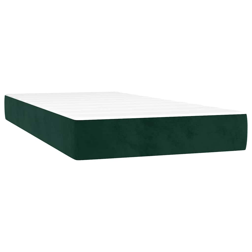 vidaXL Lit tapissier avec matelas Vert foncé 90x200 cm Velours