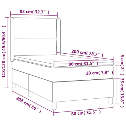 vidaXL Boxspringbett mit Matratze Blau 80x200 cm Stoff