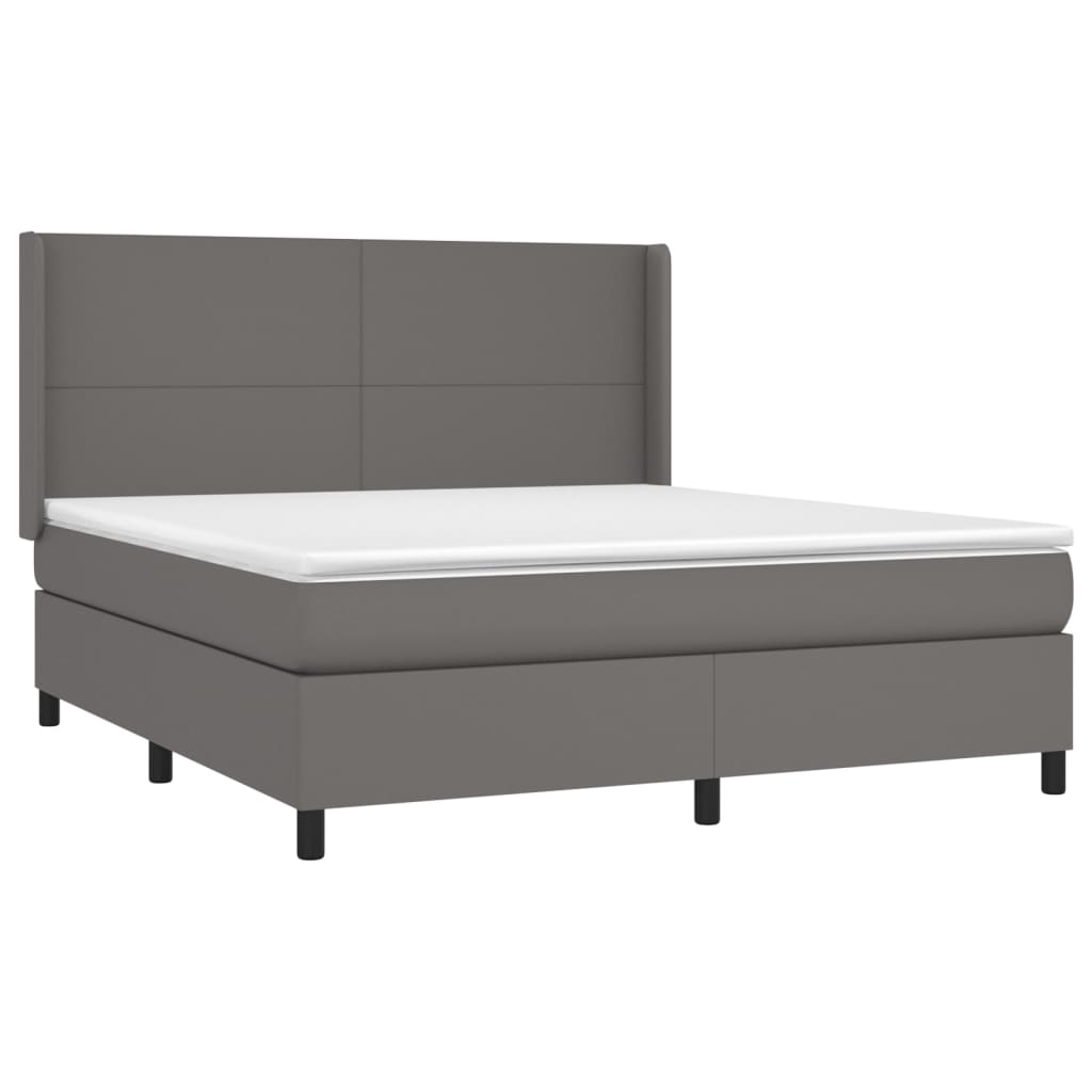 vidaXL Boxspringbett mit Matratze Grau 160x200 cm Kunstleder