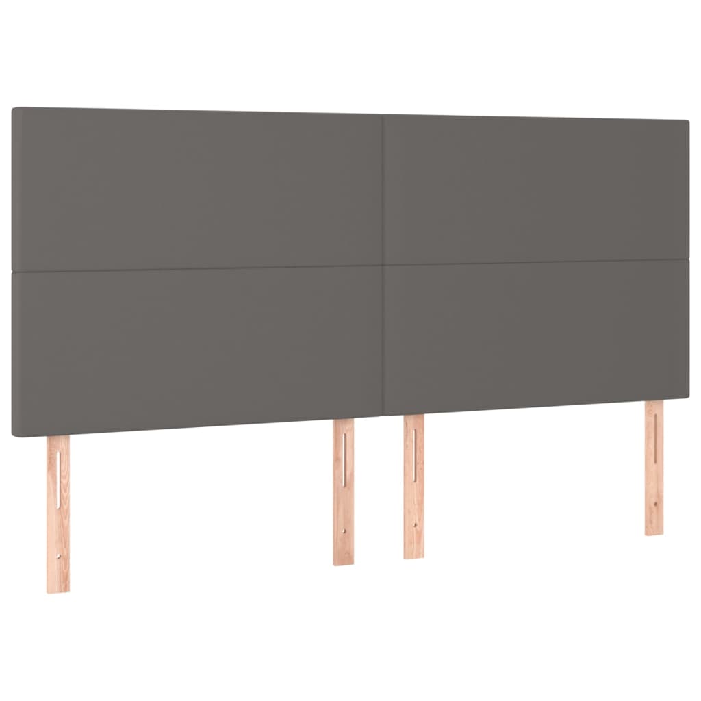 vidaXL Boxspringbett mit Matratze Grau 160x200 cm Kunstleder