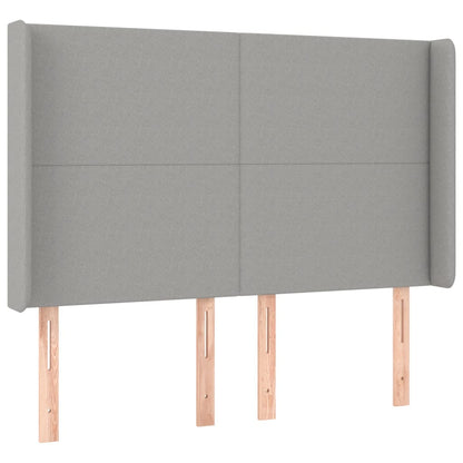 vidaXL Boxspringbett mit Matratze & LED Hellgrau 140x190 cm Stoff