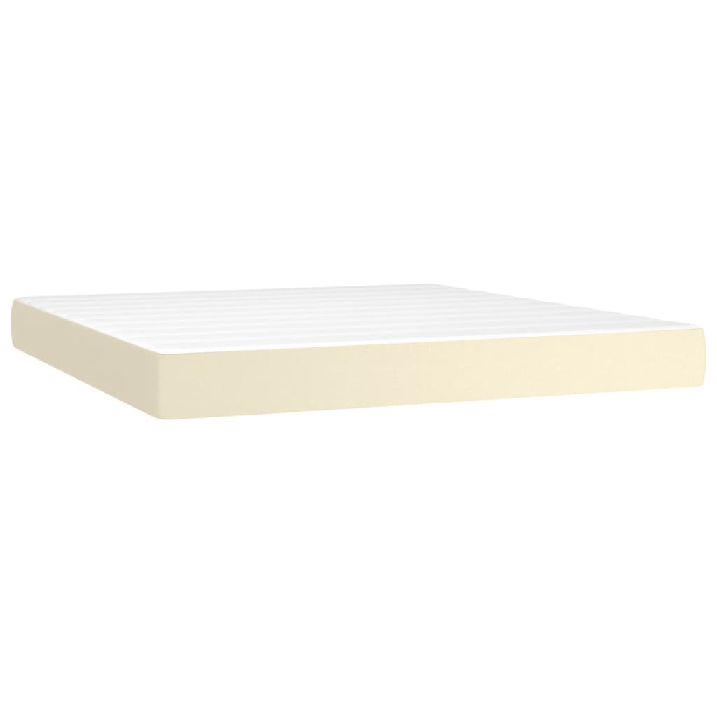 vidaXL Boxspringbett mit Matratze & LED Creme 160x200 cm Kunstleder