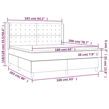 vidaXL Boxspringbett mit Matratze & LED Creme 160x200 cm Kunstleder