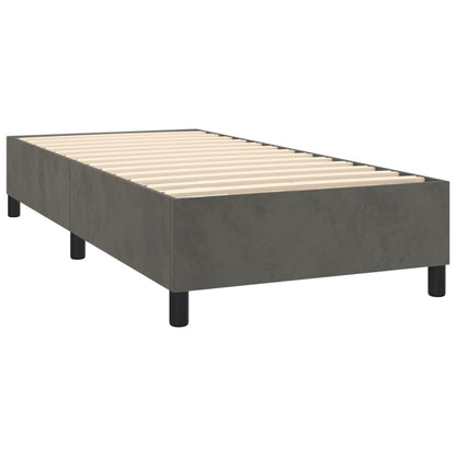vidaXL Boxspringbett mit Matratze & LED Dunkelgrau 90x190 cm Samt