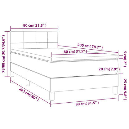 vidaXL Boxspringbett mit Matratze & LED Dunkelblau 80x200 cm Samt