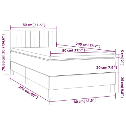 vidaXL Boxspringbett mit Matratze & LED Dunkelblau 80x200 cm Samt